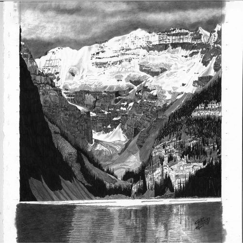 Drawing - Lake Louise and Mt Victoria